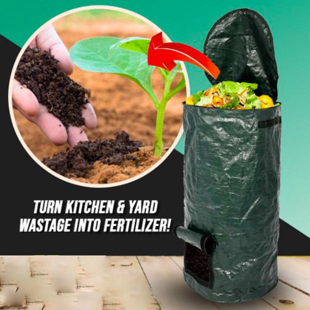 AMKOY Organic Waste Kitchen Garden Yard Compost Bag Environmental PE Cloth Planter Kitchen Waste Disposal Organic Compost Bag