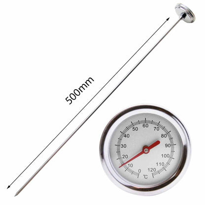 50cm Compost Soil Tester Meter Measuring Probe Stainless Steel Thermometer Temperature Monitor for Garden Lawn Plant Pot Tools