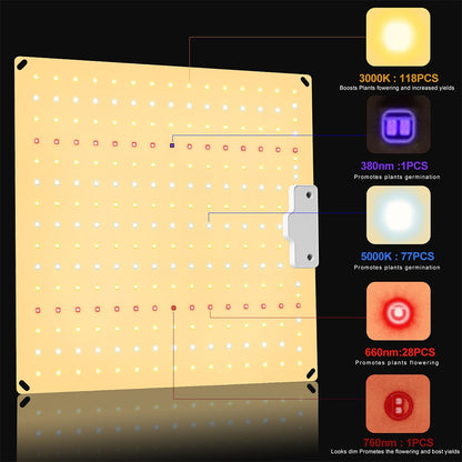 Full Spectrum 600W Grow Lamp For Plants High PPFD Uv Light Plants 2x3FT Tent For Seedling, Veg and Blooming