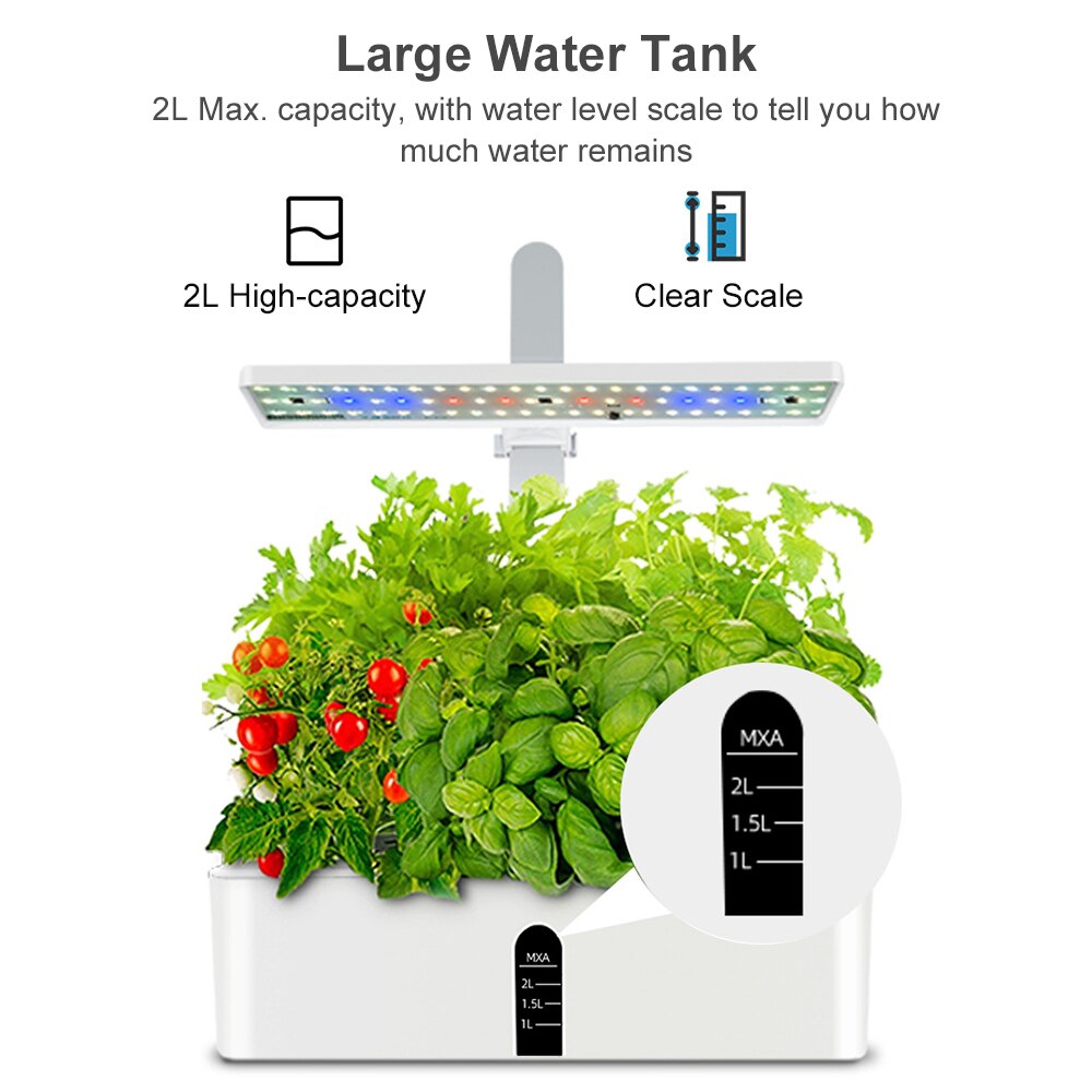 Garden Hydroponics Growing System Indoor Herb Garden Kit Automatic Timing  LED Grow Lights Smart Water Pump for Home Flower Pots